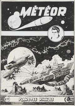Planètes rivales, projet de couverture alternative pour le Meteor 77 - Raoul Giordan