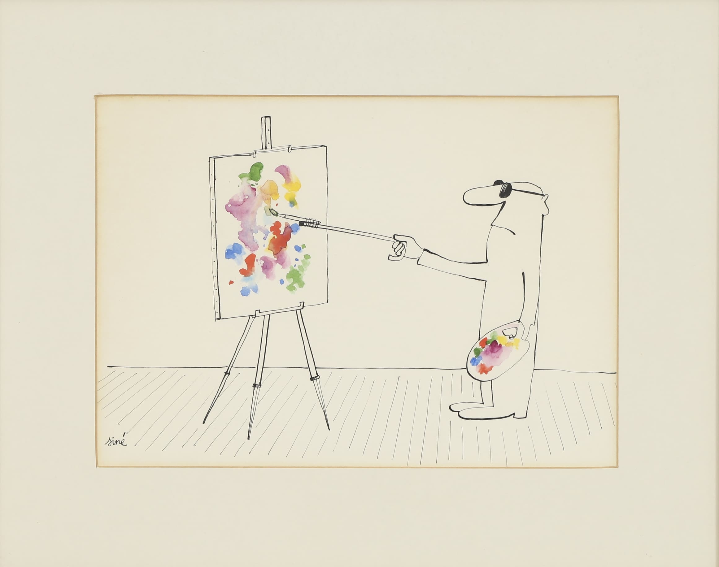 Artwork by Siné, Le Peintre aveugle, Made of Watercolor and ink on paper