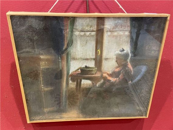 femme à la couture by Andrée Délions, dated 06