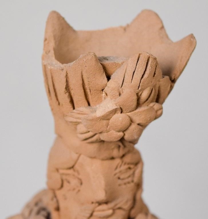 Artwork by Teodora Blanco Nunez, 1928-1980). Pair of Mexican folk art pottery figures. Figure riding elephant, Made of pottery