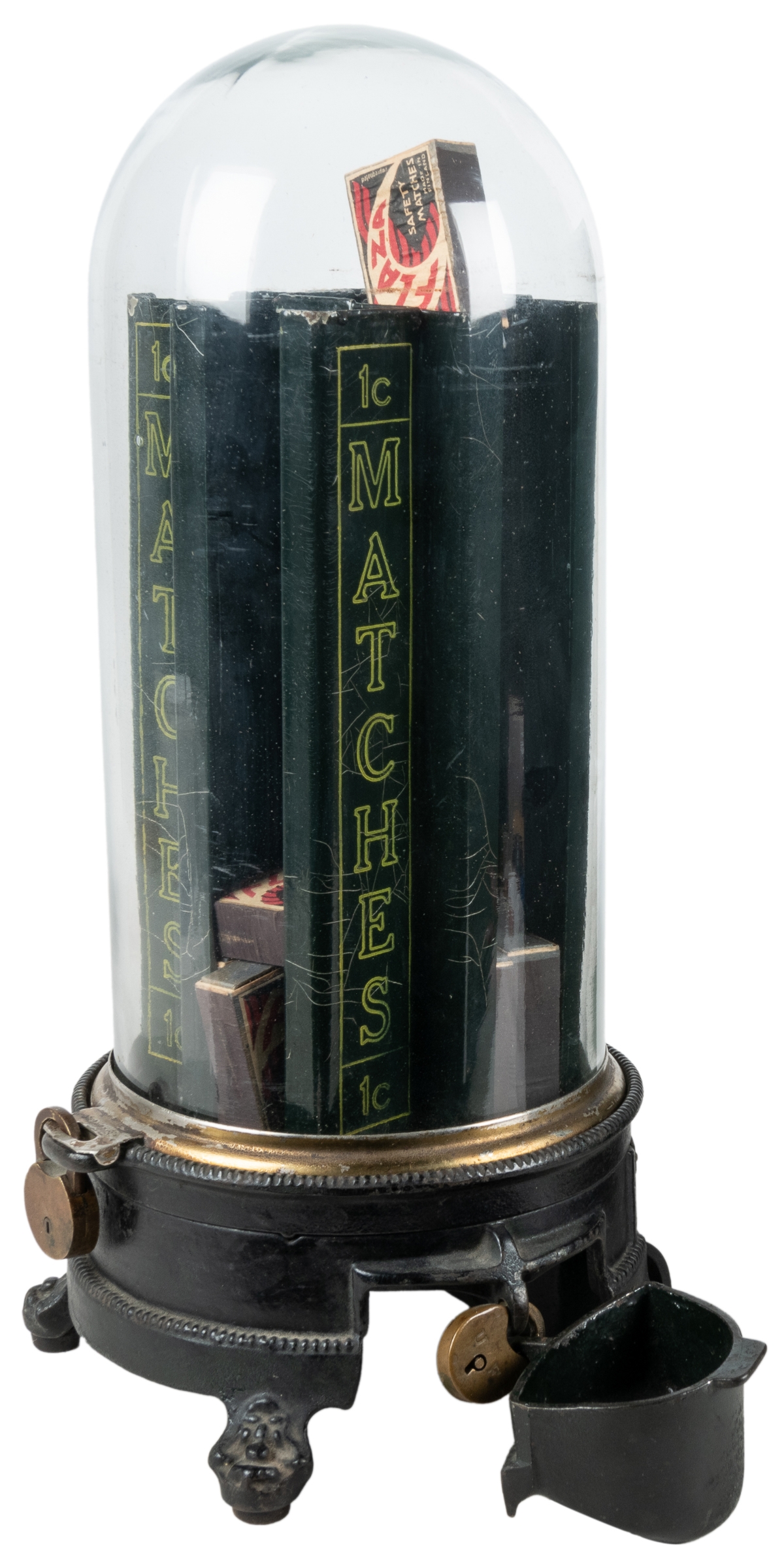 Artwork by Penny, 1 Cent Match Dispenser, Made of Cast iron base with glass