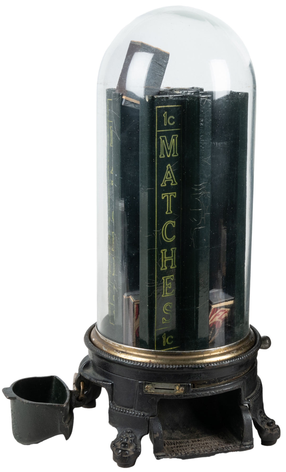 Artwork by Penny, 1 Cent Match Dispenser, Made of Cast iron base with glass