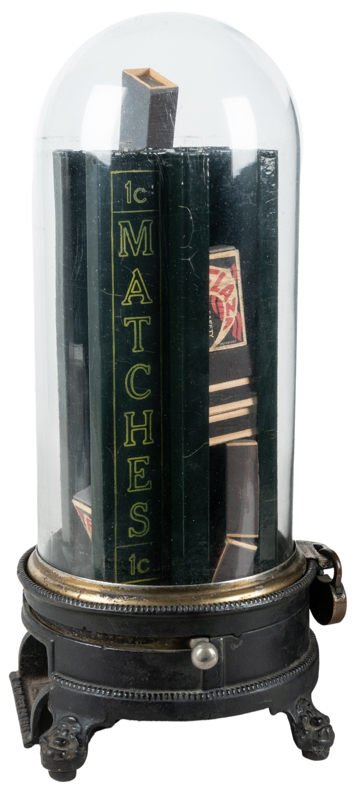 Artwork by Penny, 1 Cent Match Dispenser, Made of Cast iron base with glass