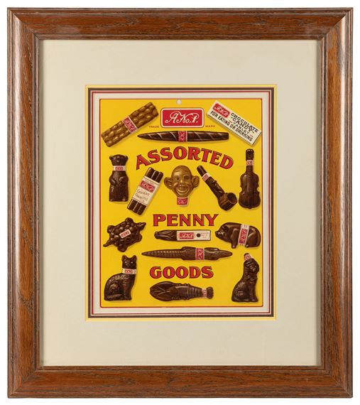 1 Chocolate Candy “Assorted Penny Goods" Window Card