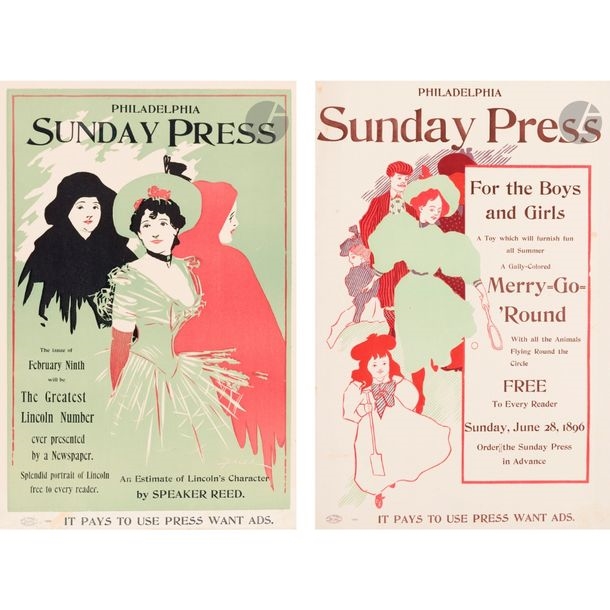 Artwork by George Reiter Brill, Philadelphia Sunday Press, Made of chromolithographs