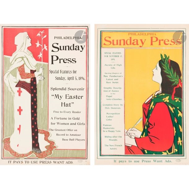 Artwork by George Reiter Brill, Philadelphia Sunday Press, Made of chromolithographs