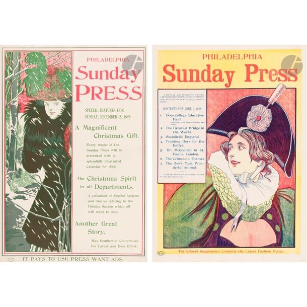 Artwork by George Reiter Brill, Philadelphia Sunday Press, Made of chromolithographs