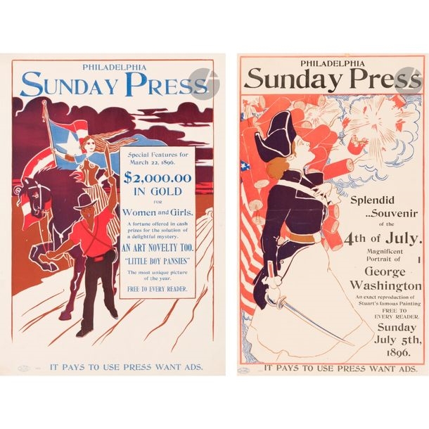 Artwork by George Reiter Brill, Philadelphia Sunday Press, Made of chromolithographs