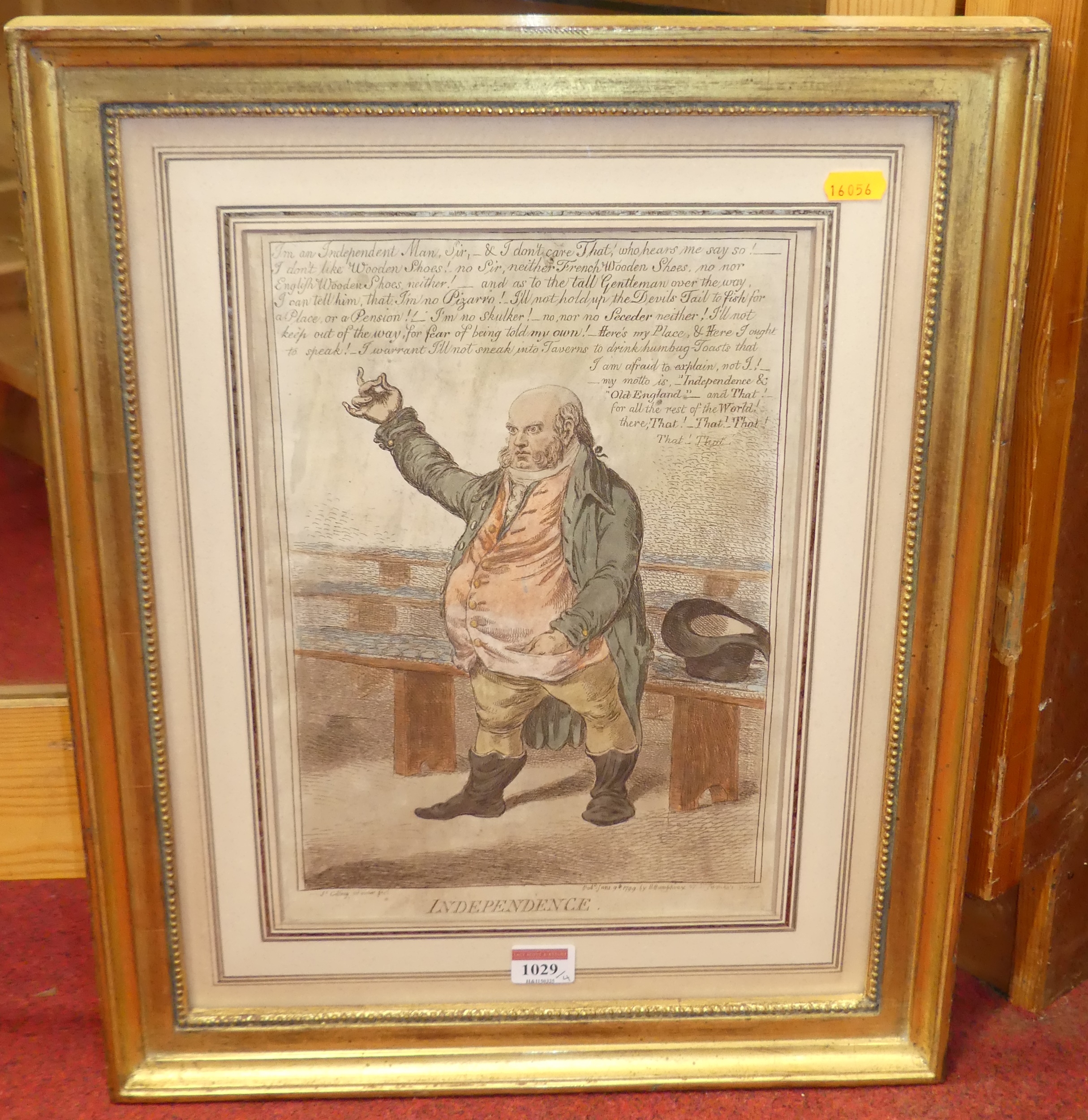 Artwork by James Gillray, Independence, Made of hand-coloured engraving