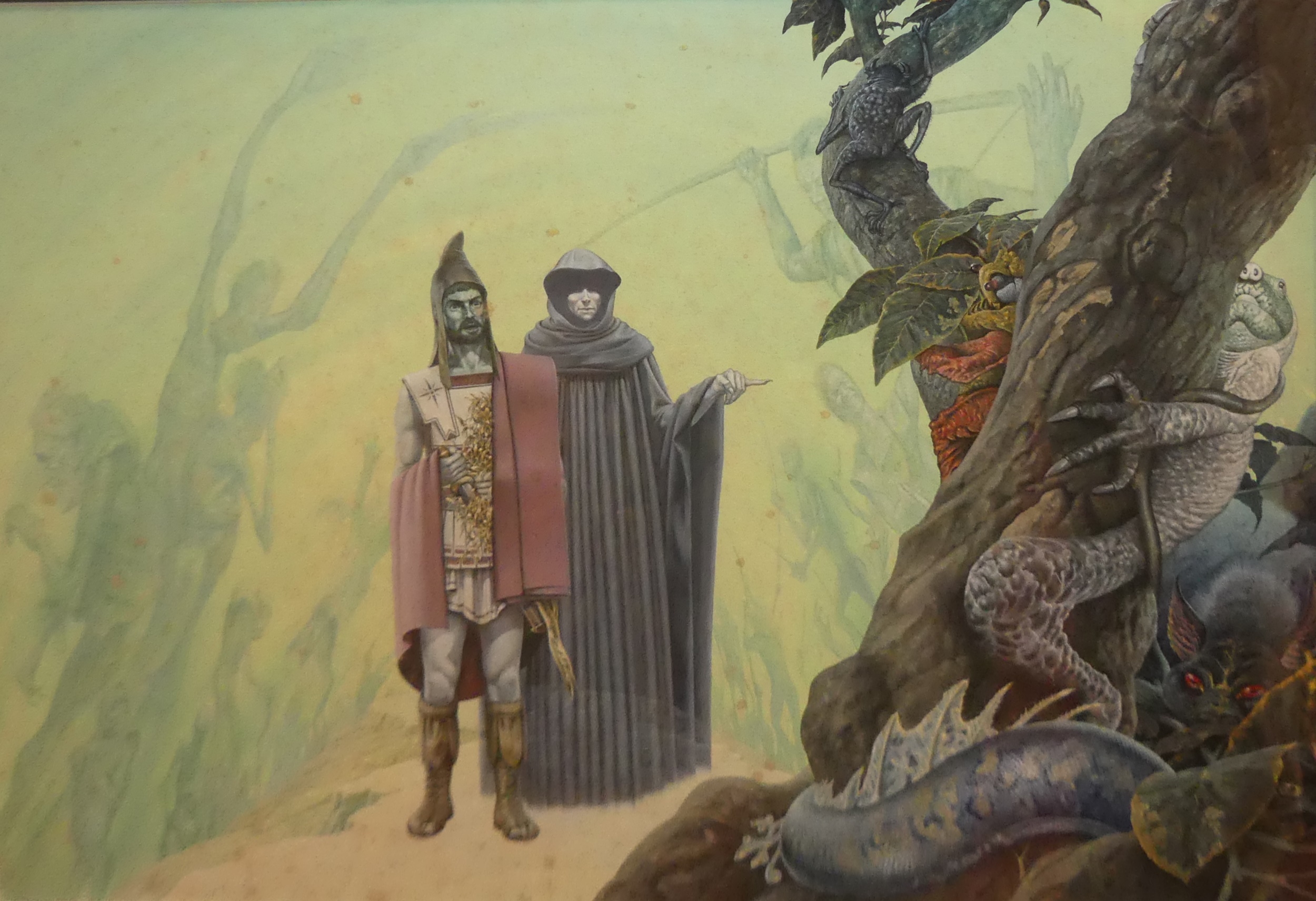 Artwork by John Sibbick, Aeneas with Sybil in the Underworld from Heroes, Gods & Emperors from Roman Mythology, Made of watercolour