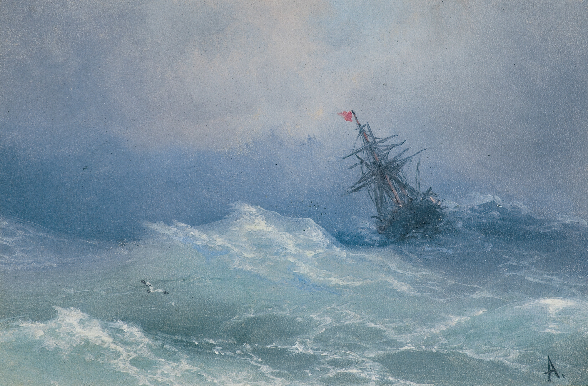 Artwork by Ivan Aivazovsky, SZTORM, Made of watercolor, gouache on paper
