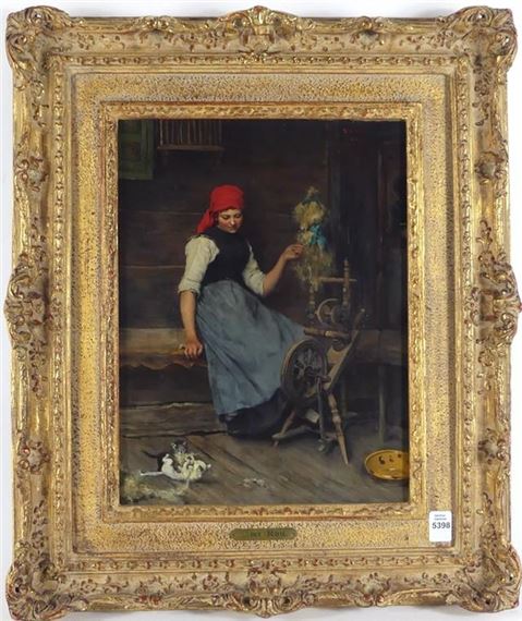 Emil Rau | Untitled: Room Interior Scene with Seamstress and Two ...