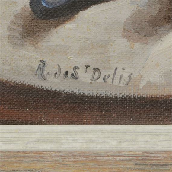 René de Saint Delis | Still life with daffodils and eggs | MutualArt