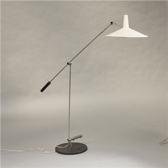. Floor lamp model &quot;Type 60 a0 floor lamp&quot; in white lacquered metal and chromed steel - Rico Baltensweiler