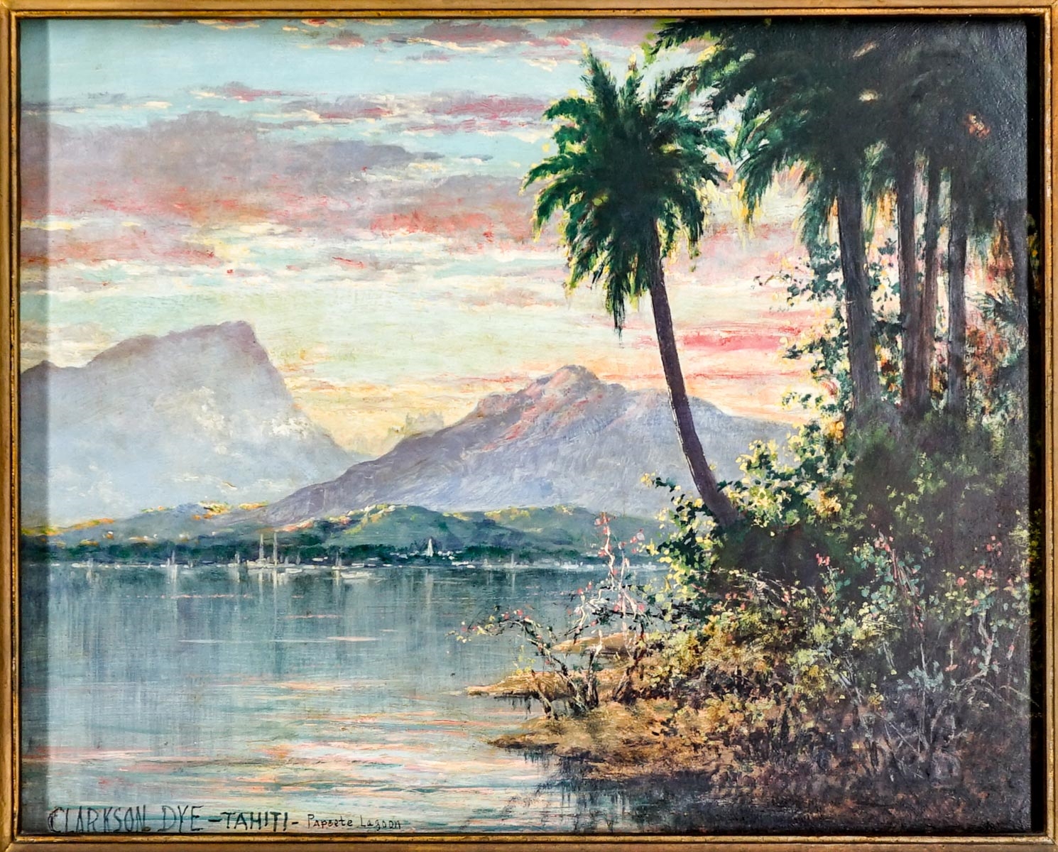 Artwork by Clarkson Dye, Clarkson  Tahiti Harbor Scene, Made of Original oil painting on Masonite