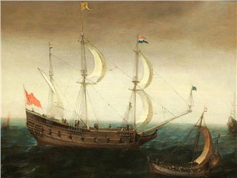 HOLLÄNDISCHE SCHIFFE IN DER NÄHE EINES STRANDES - Cornelis Verbeeck