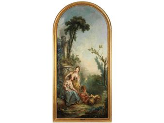 VIER LANDSCHAFTSGEMÄLDE MIT BUKOLISCHEN SZENEN, UM 1750 - Jean Francois