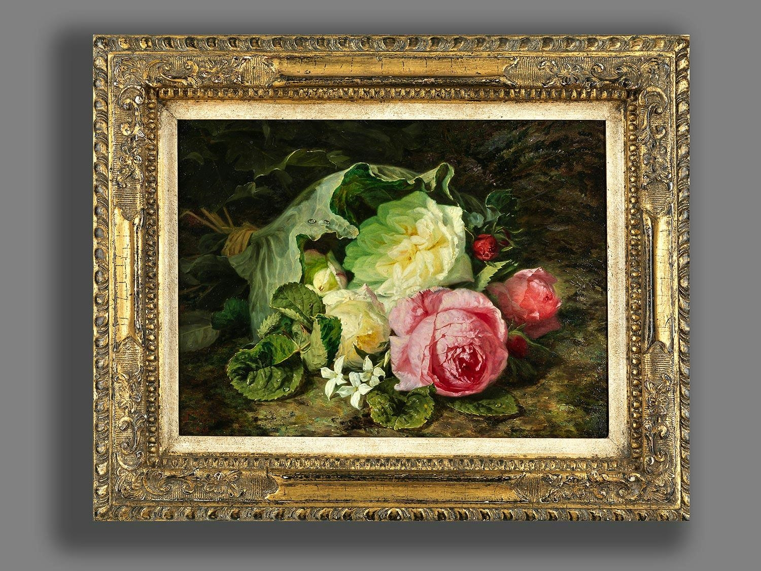 Artwork by Simon Saint-Jean, STILLLEBEN MIT ROSEN, Made of oil on wood