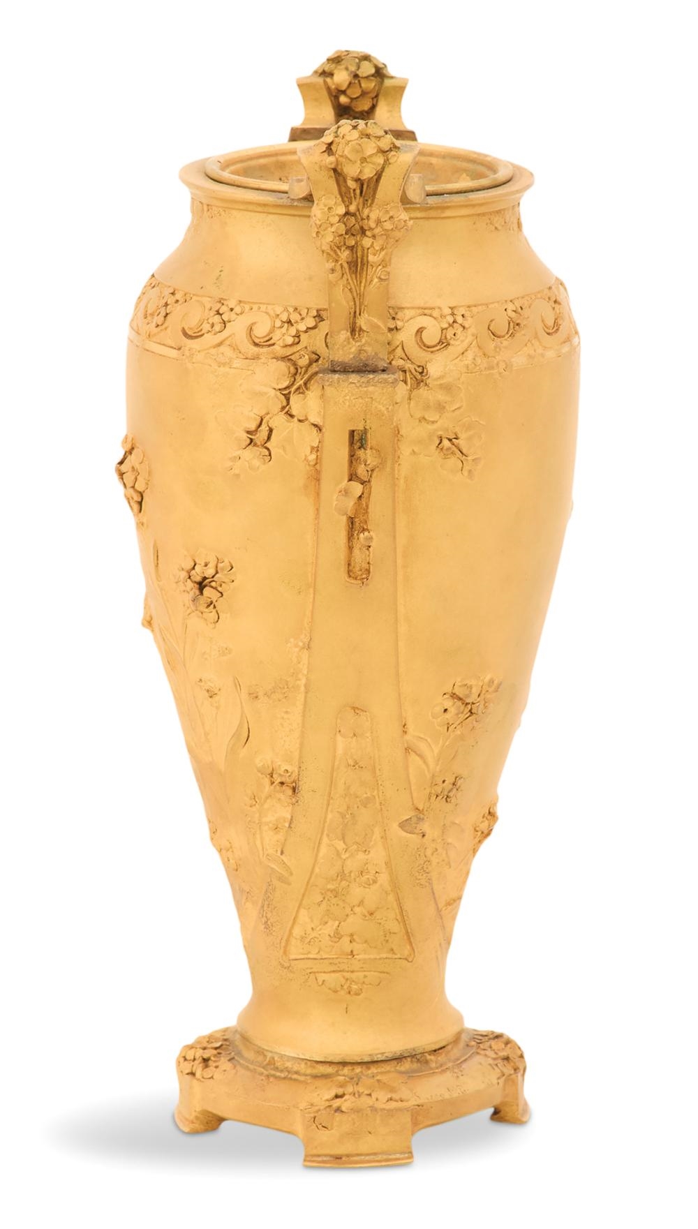 Artwork by Som-charles Guenardeau, French Art Nouveau Gilt-Bronze Vase, Made of bas-relief