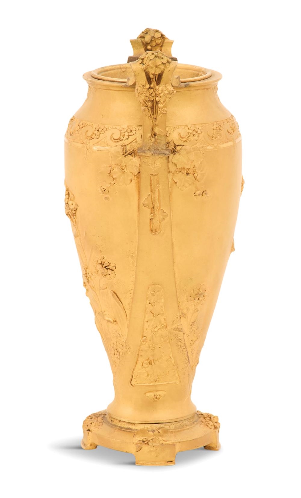 Artwork by Som-charles Guenardeau, French Art Nouveau Gilt-Bronze Vase, Made of bas-relief