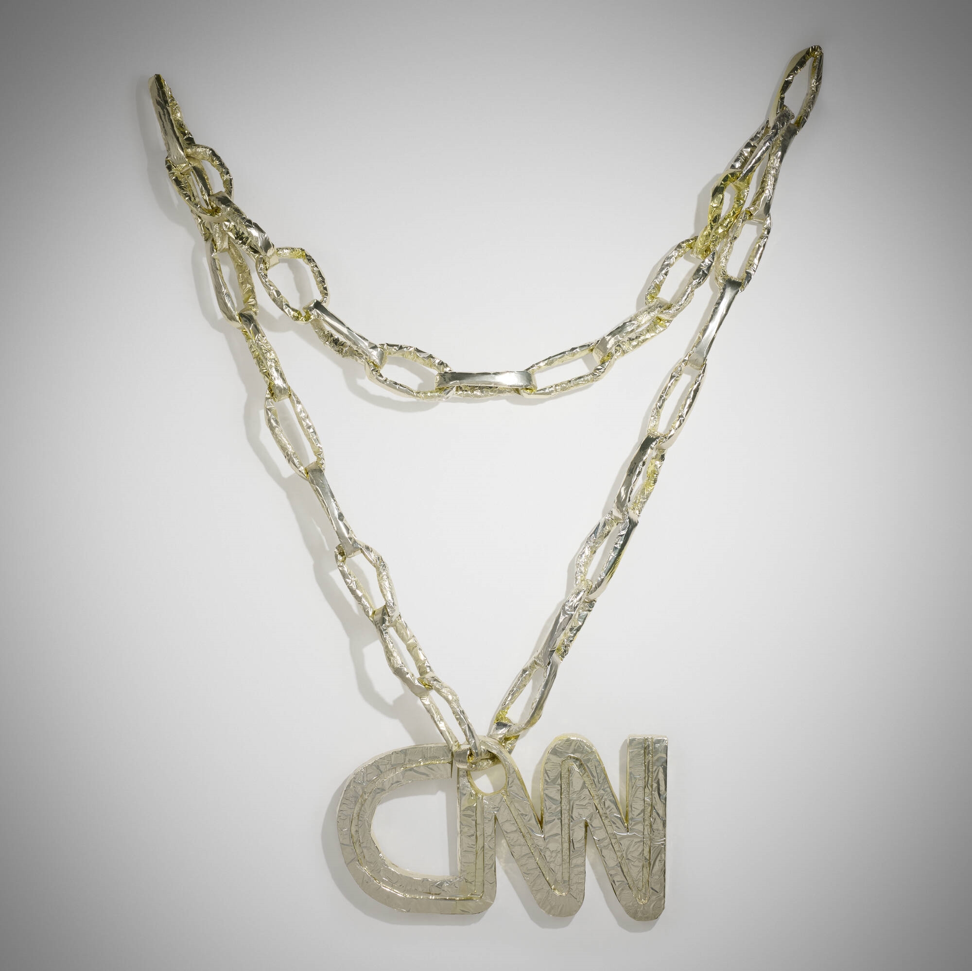 Artwork by Thomas Hirschhorn, CNN, Made of plastic, golden wrapping paper