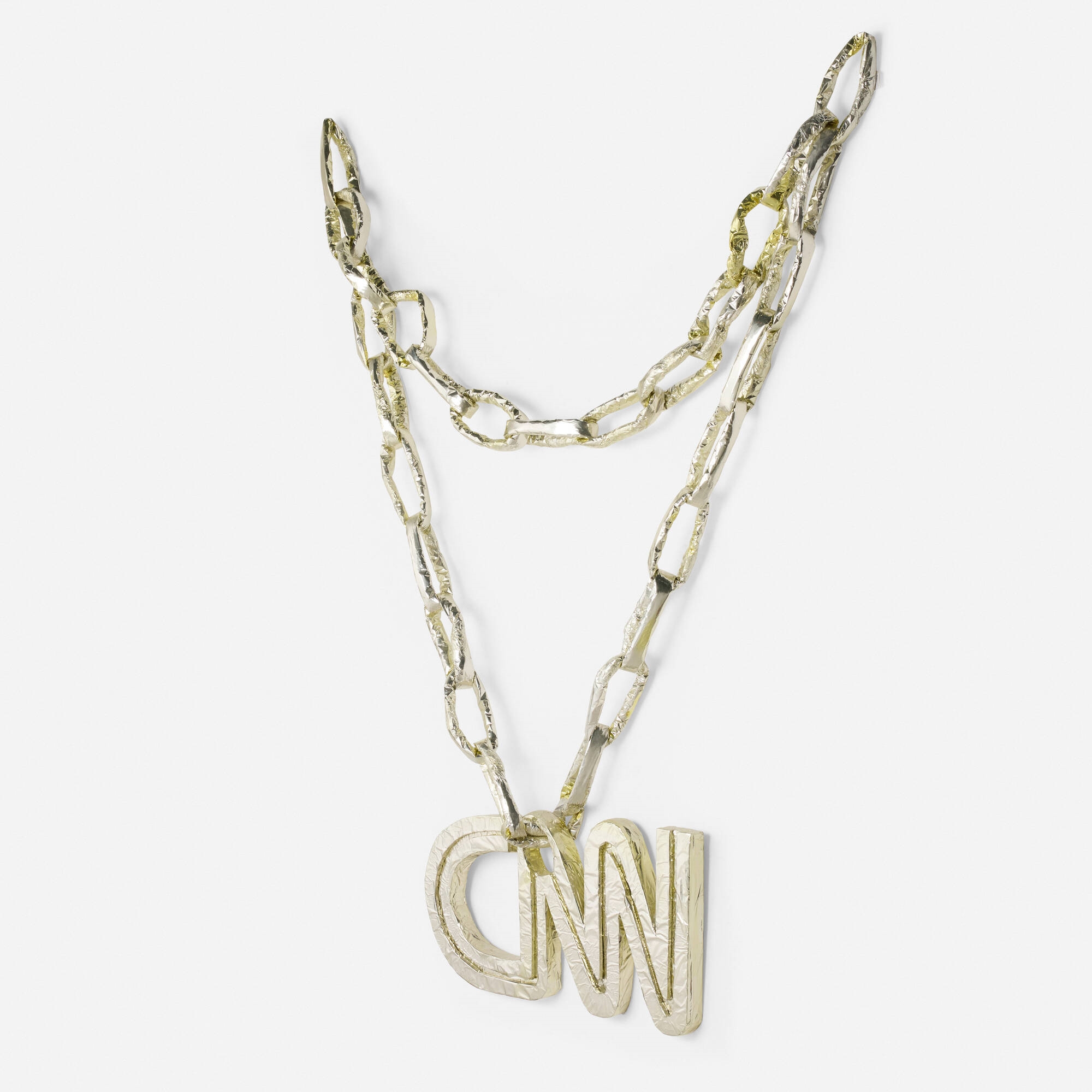 Artwork by Thomas Hirschhorn, CNN, Made of plastic, golden wrapping paper