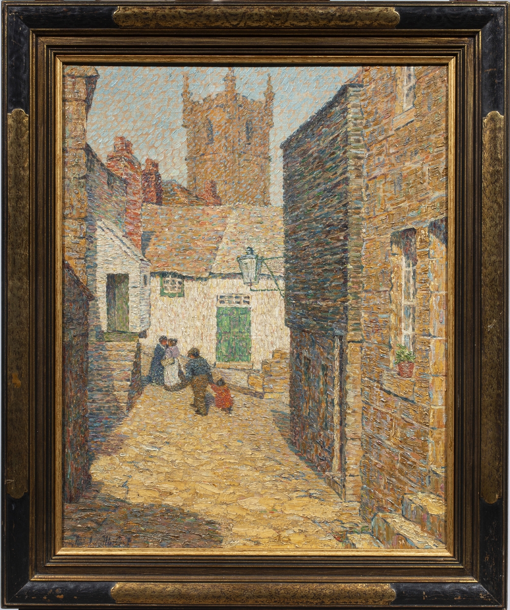 Artwork by Mary Nicholena MacCord, Village Scene, Made of oil on canvas affixed to board