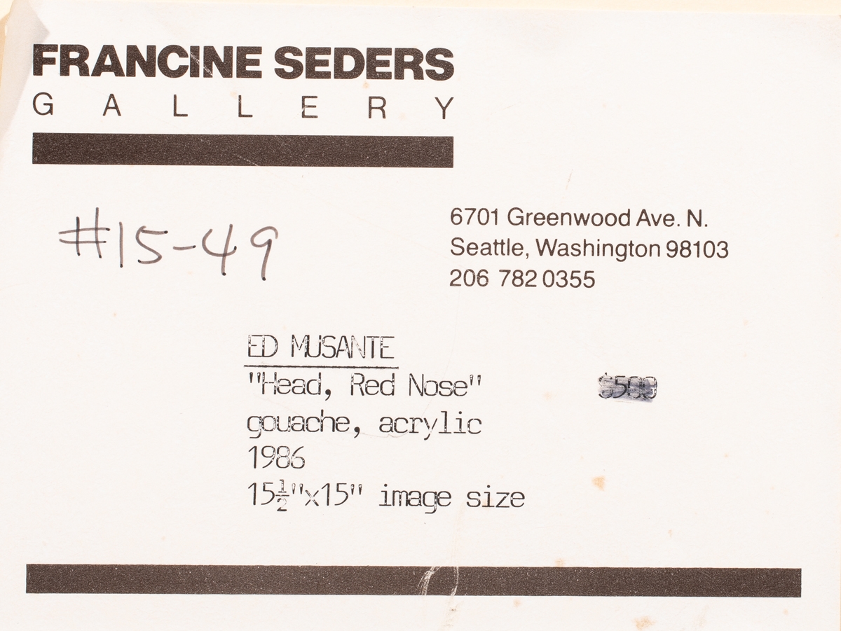 Artwork by Ed Musante, "Head, Made of gouache and acrylic on paper