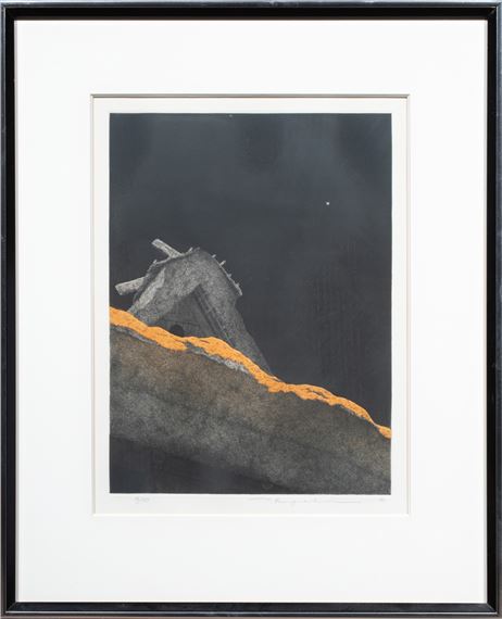 Tanaka Ryohei (1933-2019) - Tranquil Night II. Etching and aquatint on paper by Ryohei Tanaka, dated 1983