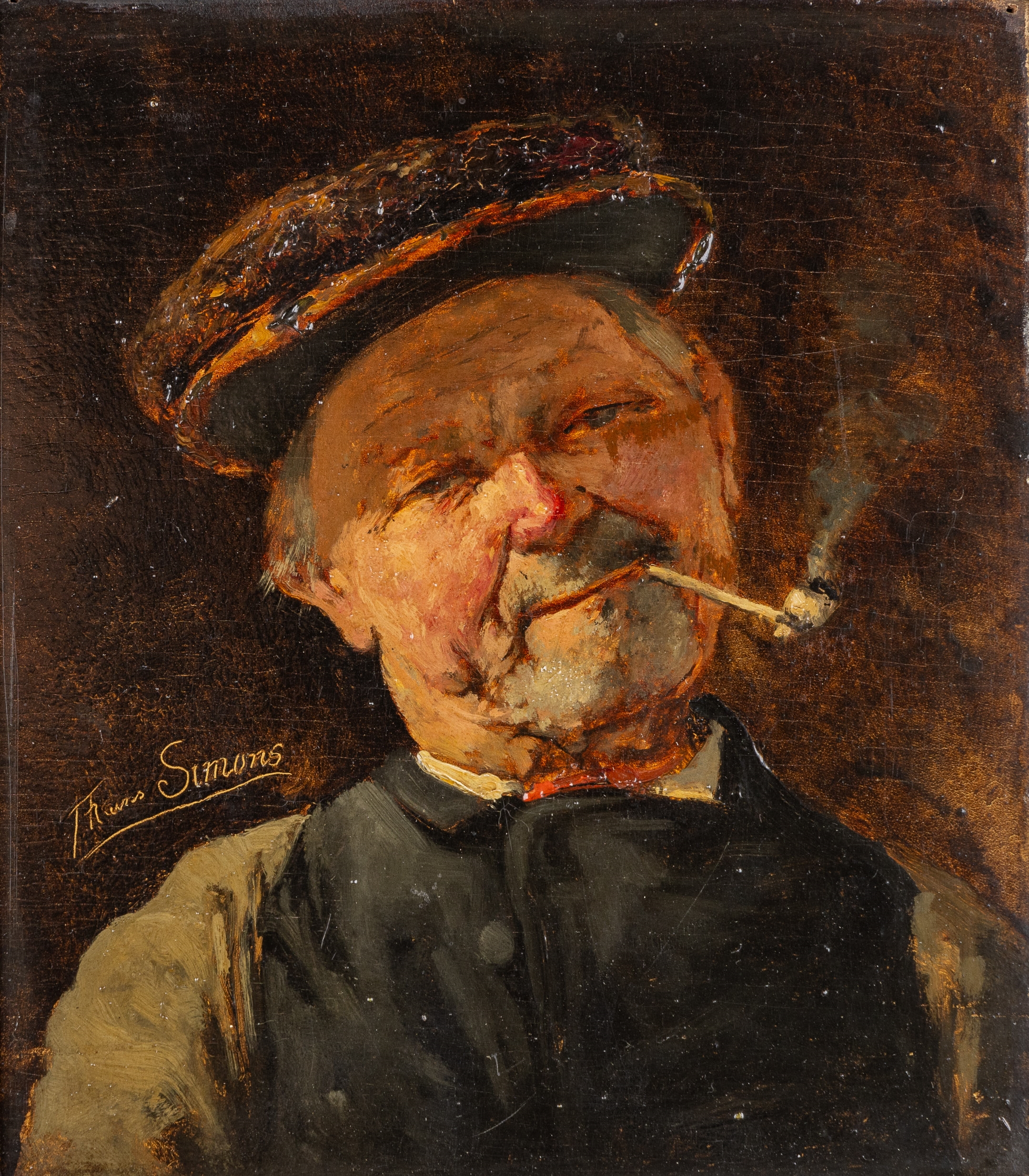 Frans Simons | Portrait of a man with a Pipe | MutualArt