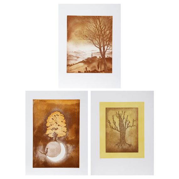 LOT OF THREE TREE AQUATINT ETCHINGS - Hank Laventhol