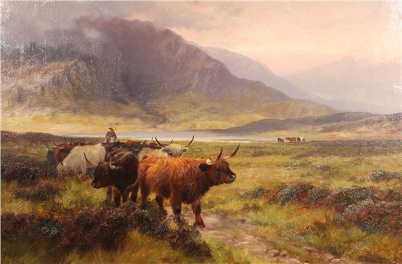 Henry R. Hall | Highland Cattle near Ben Venue (1859) | MutualArt