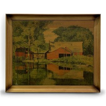 Gene Pelham Print Of Red Barn - Gene Pelham