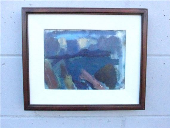 ANNABEL GAULT (b.1952) A framed and glazed oil on canvas titled 'Dusk, Ballinskelligs, Co. Kerry'. 2002. Redfern Gallery Label verso. Image size 20cm x 27.5cm by Annabel Gault, 2002