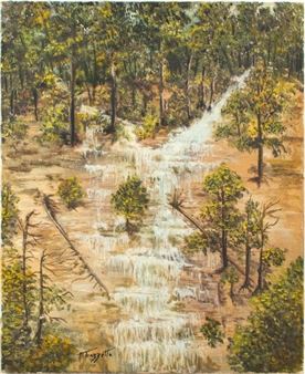Mary Gazzetta "Falls Along Mountainside" Oil - Mary A. Gazzetta