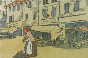 French market scene - au chapeau rouge - Edith Hope