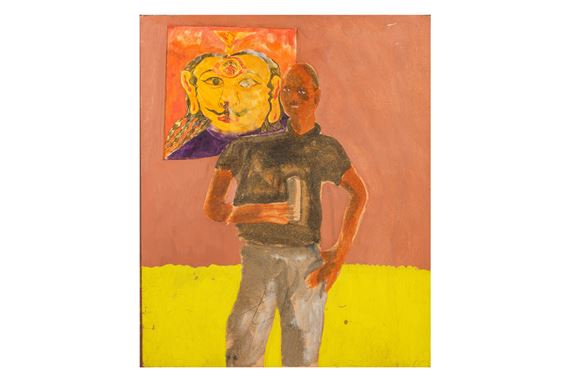 Portrait of a man standing by Patrick Procktor