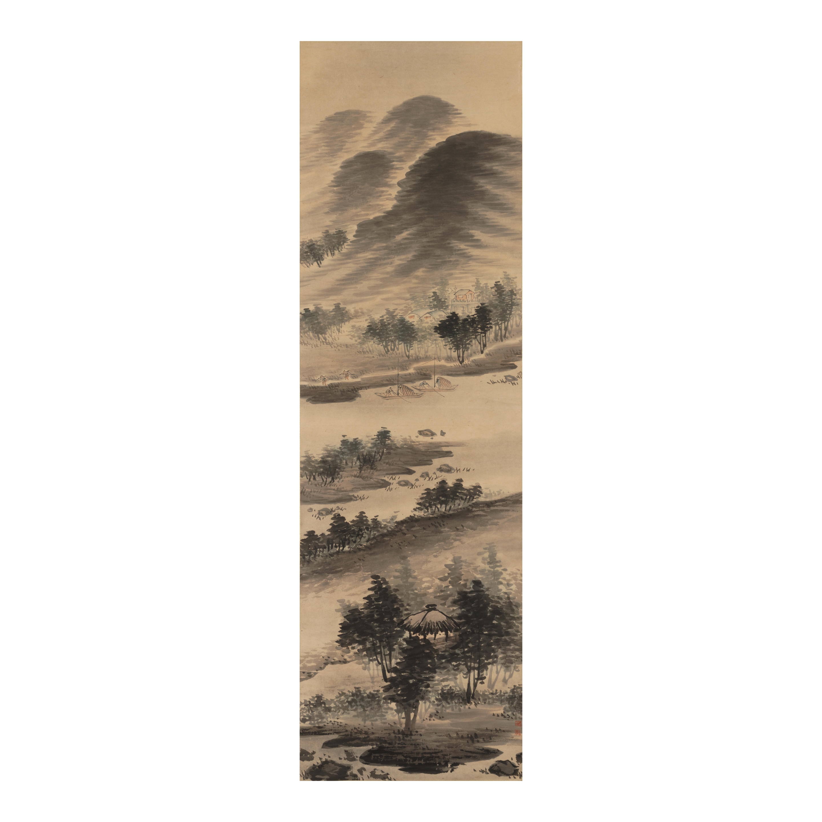 Artwork by Song Nian, Mi-style landscape, Made of hanging scroll, ink and color on paper