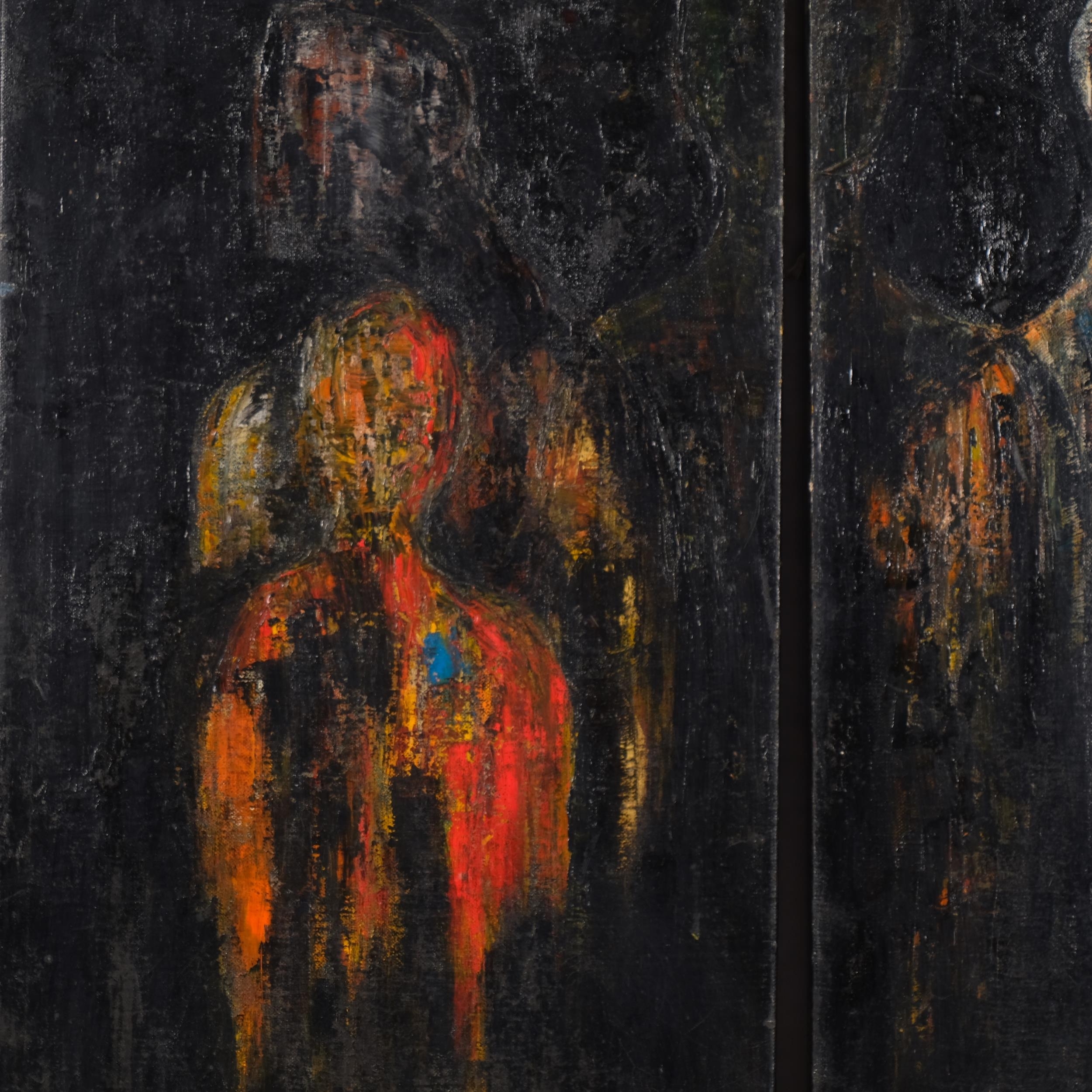 Artwork by Jennifer Lipman, pair of abstract figure studies, Made of oils on canvas