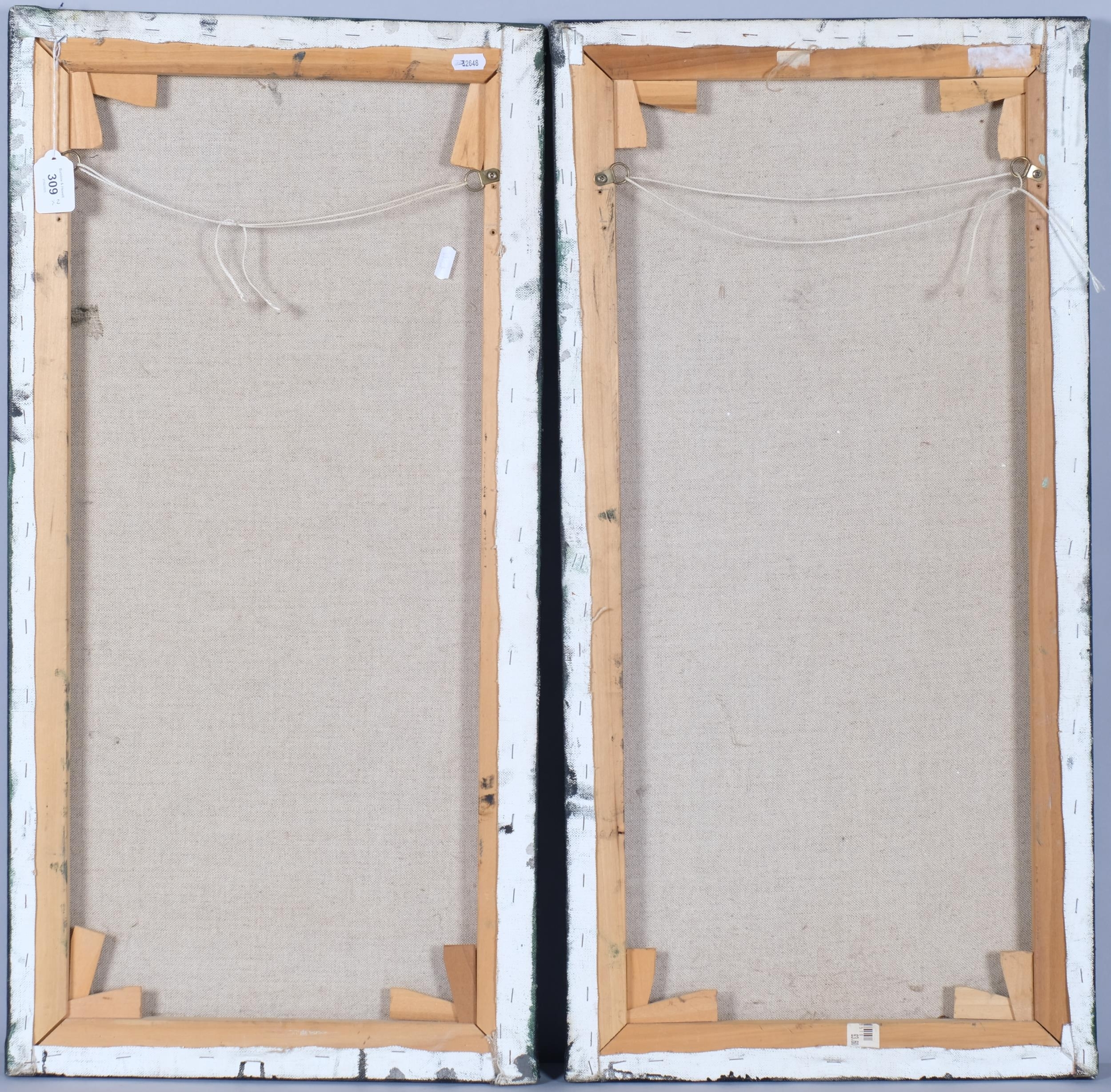 Artwork by Jennifer Lipman, pair of abstract figure studies, Made of oils on canvas