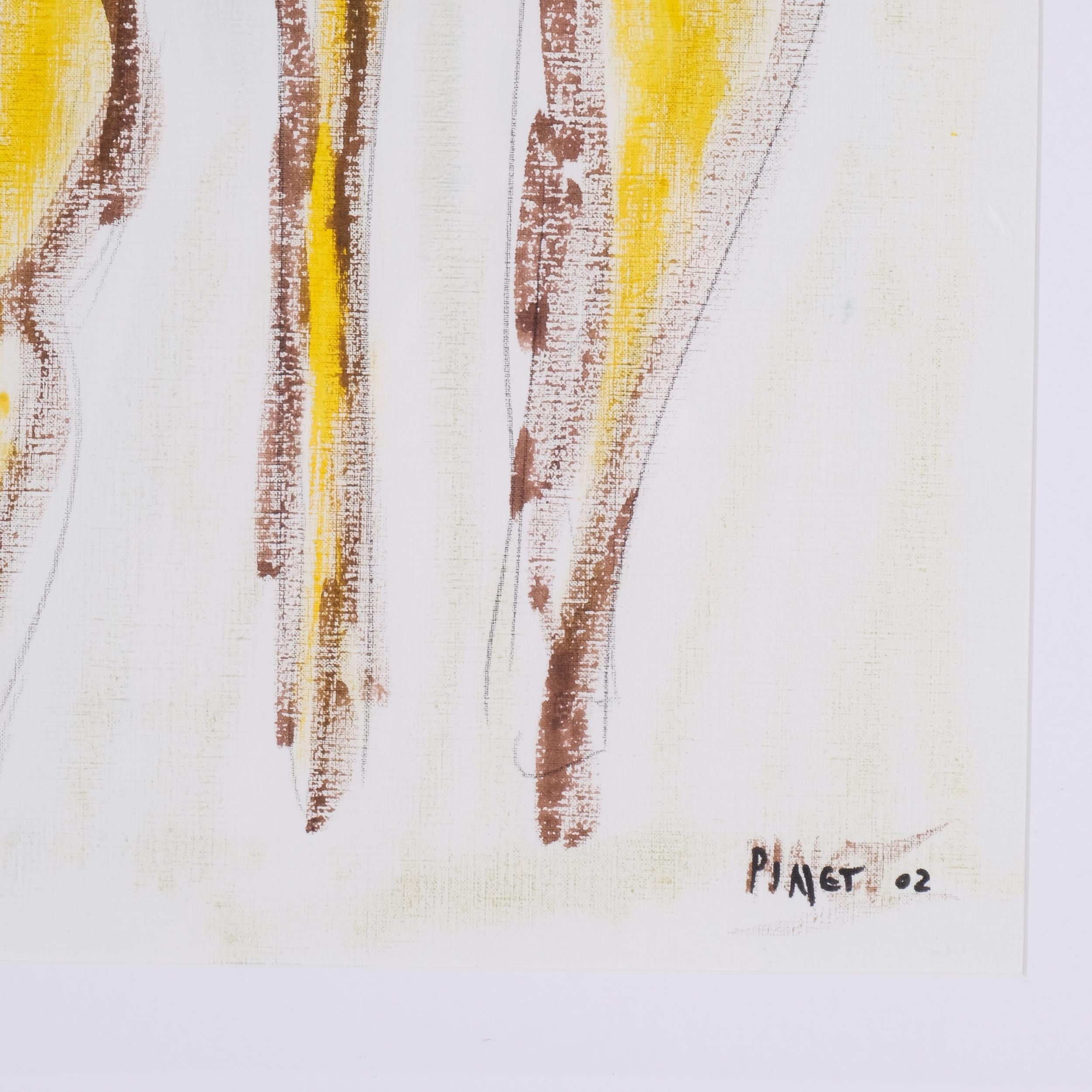 Artwork by Thierry Pinet de Gaulade, abstract figures 2002, Made of mixed media on canvas board