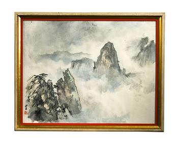 Lo Ming (Chinese 20th century), Huangshan mountains in mist - Lo Ming