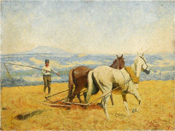 Landscape with peasant and horses - António Manuel da Saúde