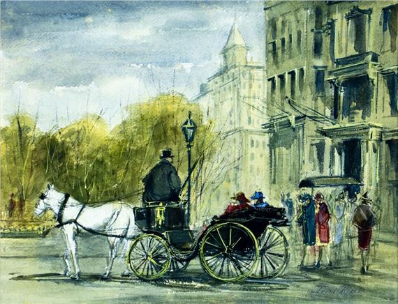 New York Cityscape with Horse Carriage - Jerri Ricci