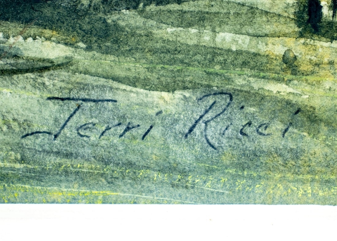 Artwork by Jerri Ricci, New York Cityscape with Horse Carriage, Made of watercolor on heavy paper