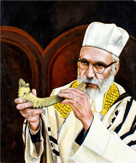 J. Wolf | Rabbi Blowing Shofar | MutualArt
