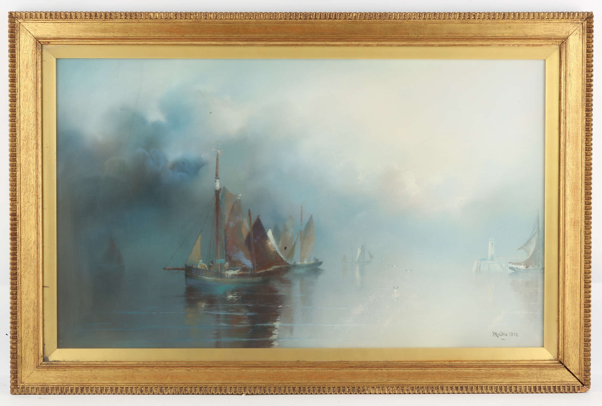 Artwork by John Holden, a set of four marine scenes mostly set around the Isle of Man, Made of pastel
