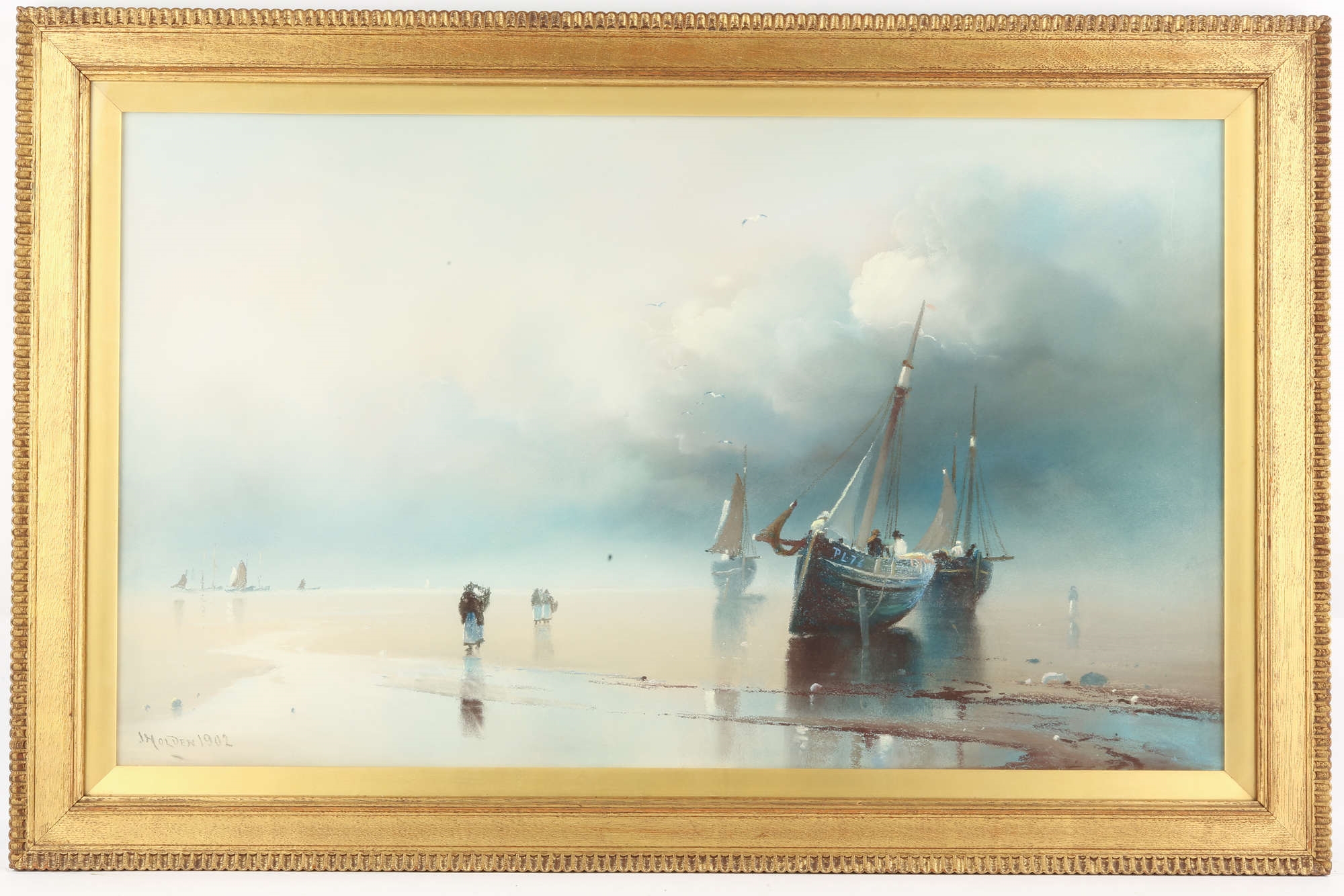 Artwork by John Holden, a set of four marine scenes mostly set around the Isle of Man, Made of pastel