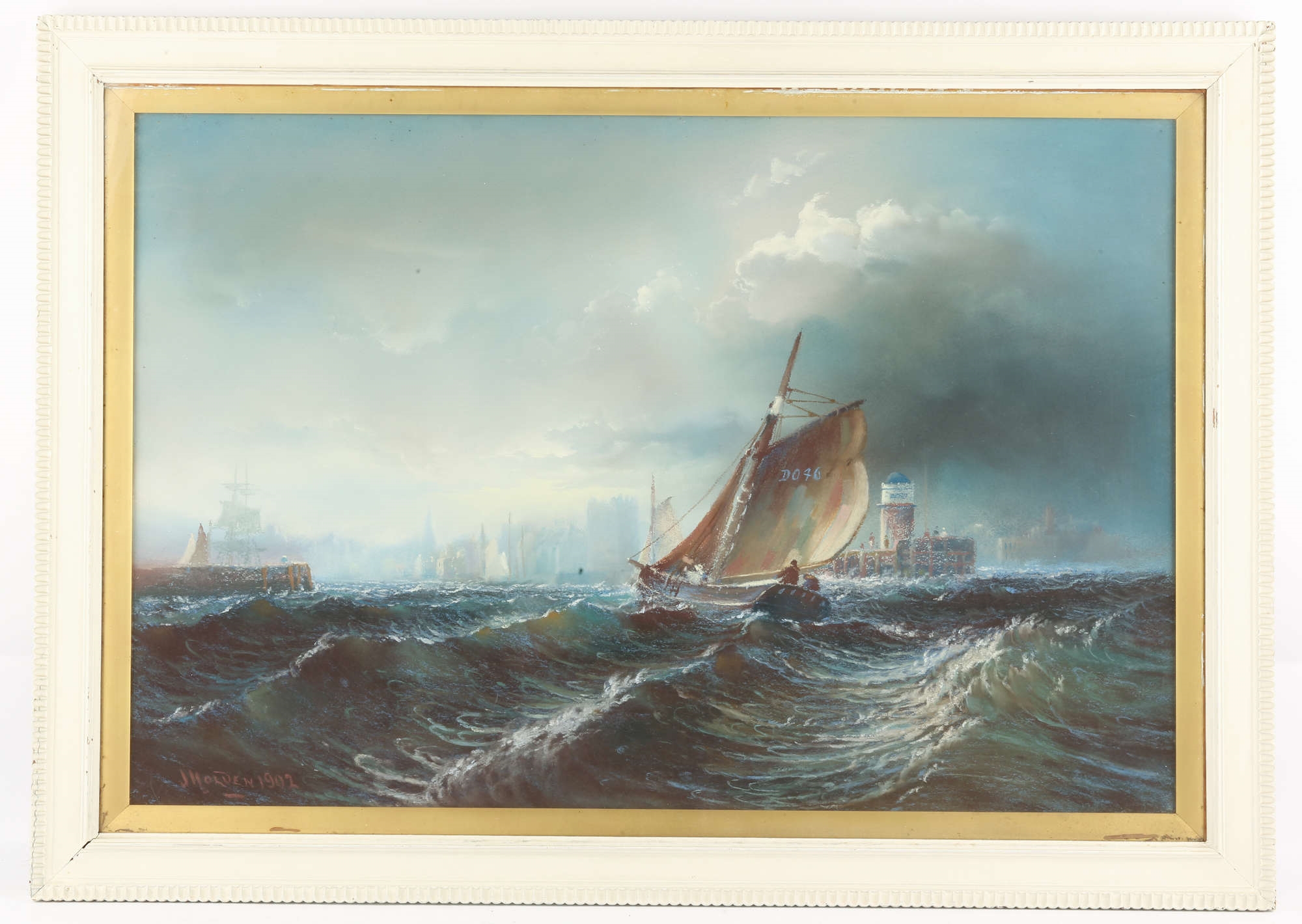 Artwork by John Holden, a set of four marine scenes mostly set around the Isle of Man, Made of pastel