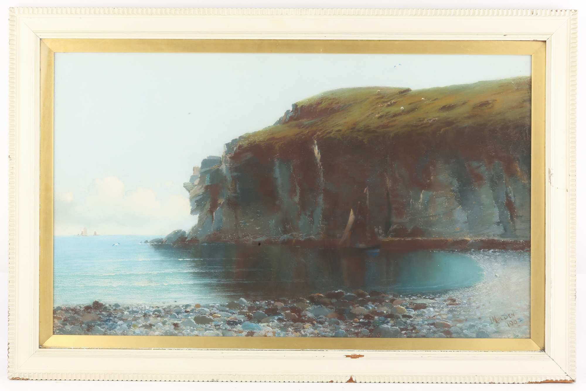 Artwork by John Holden, a set of four marine scenes mostly set around the Isle of Man, Made of pastel